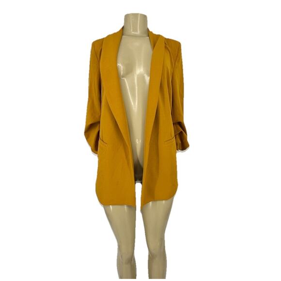 NEW Fashion Nova Small Women The Celine Blazer Open Front In Mustard BD8 - Picture 1 of 7
